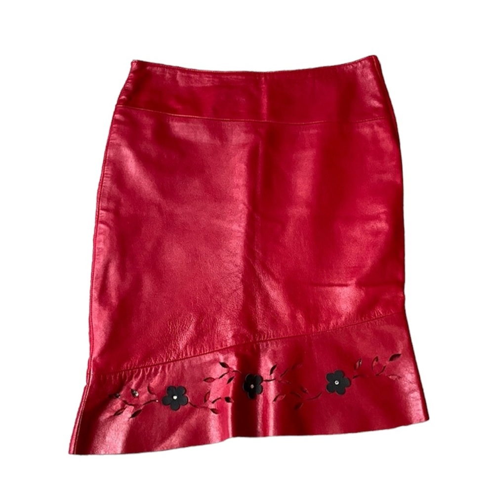 Vantage Genuine leather red skirt size 6